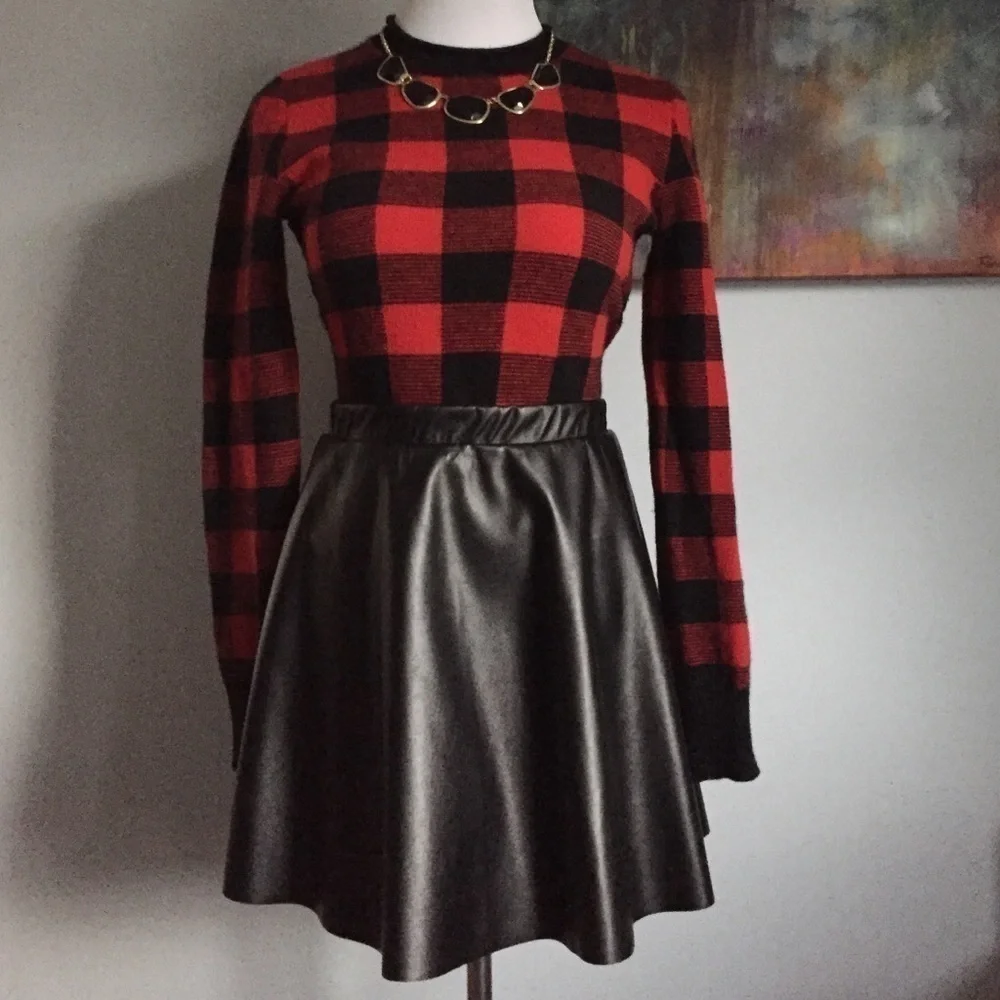 Ralph Lauren Buffalo Check Plaid Sweater Red Black RARE! Blue Label - Picture 4 of 6